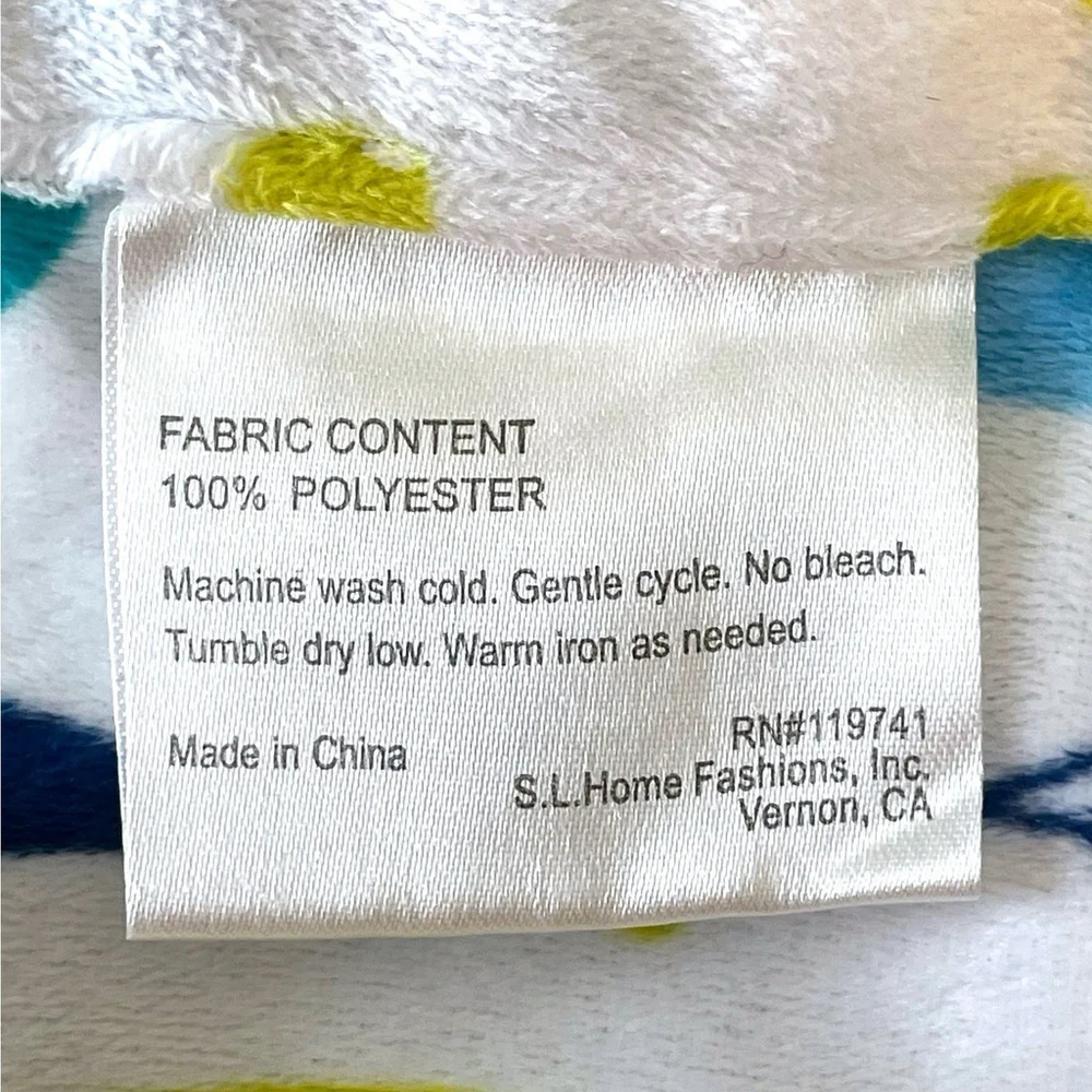 S L Home Fashions Baby Blanket Giraffe Elephant Rhino Blue Green Gray